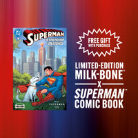 Comic Book Bundle with Milk-Bone Original Dog Biscuits, Small Dog Treats, Limited-Edition Superman Movie Box, 24 oz