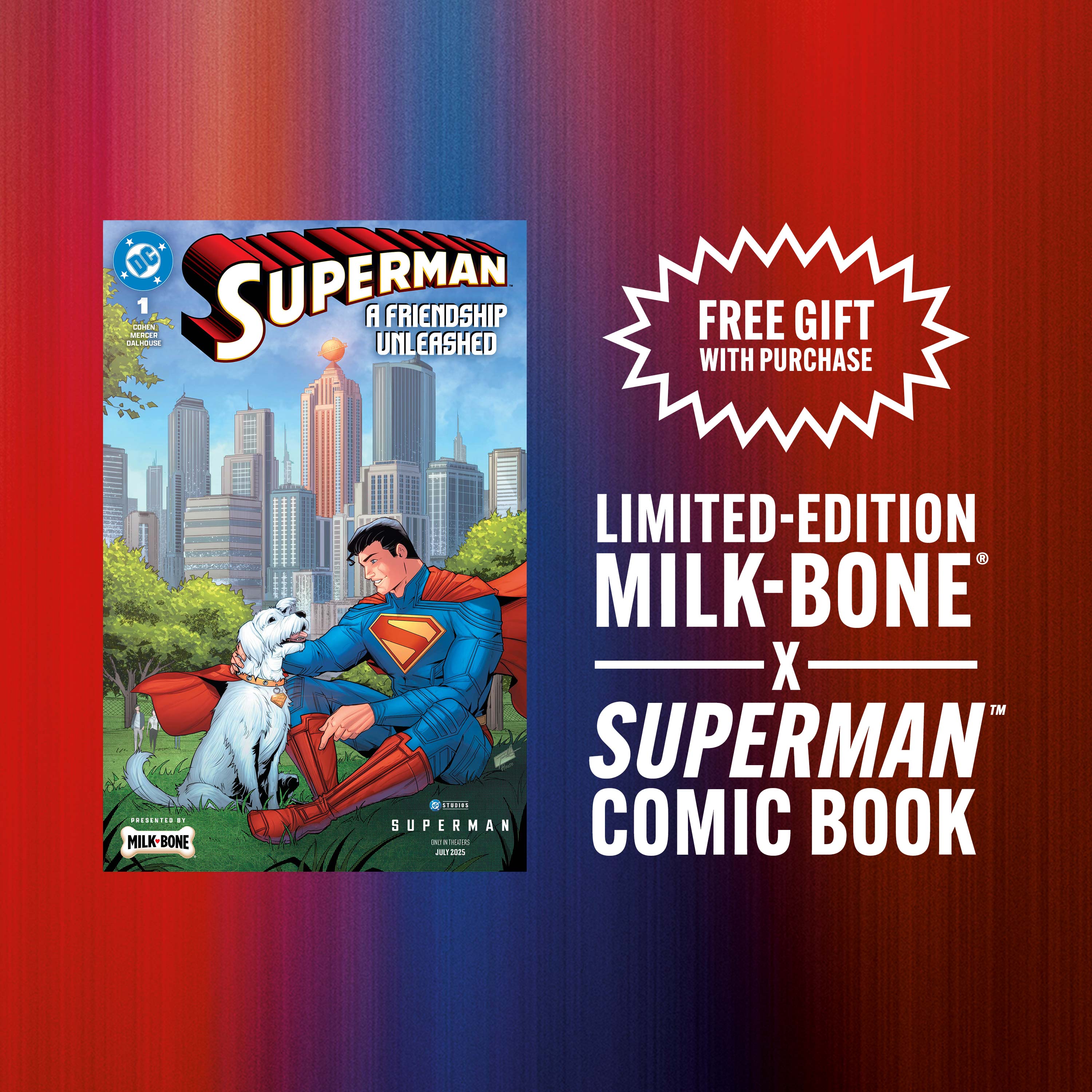 Comic Book Bundle with Milk-Bone Original Dog Biscuits, Small Dog Treats, Limited-Edition Superman Movie Box, 24 oz